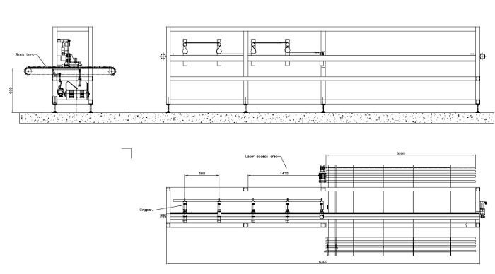 Bar feeder for feeding 3D laser cutting systems