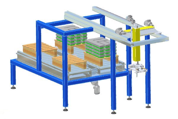 Robot loading and unloading a machine tool